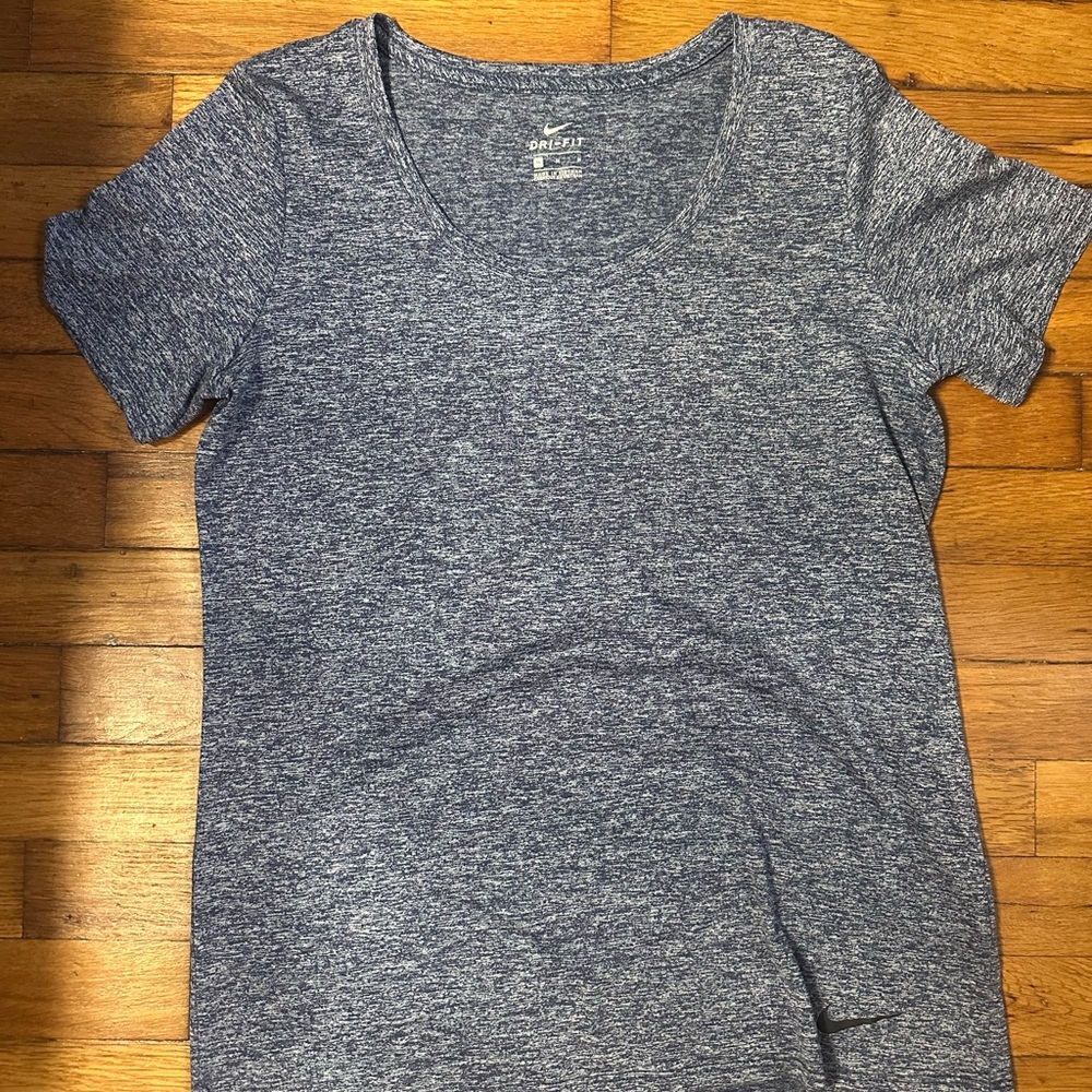 Nike Heathered Blue Fitted Short Sleeve Tee Dri Fit
